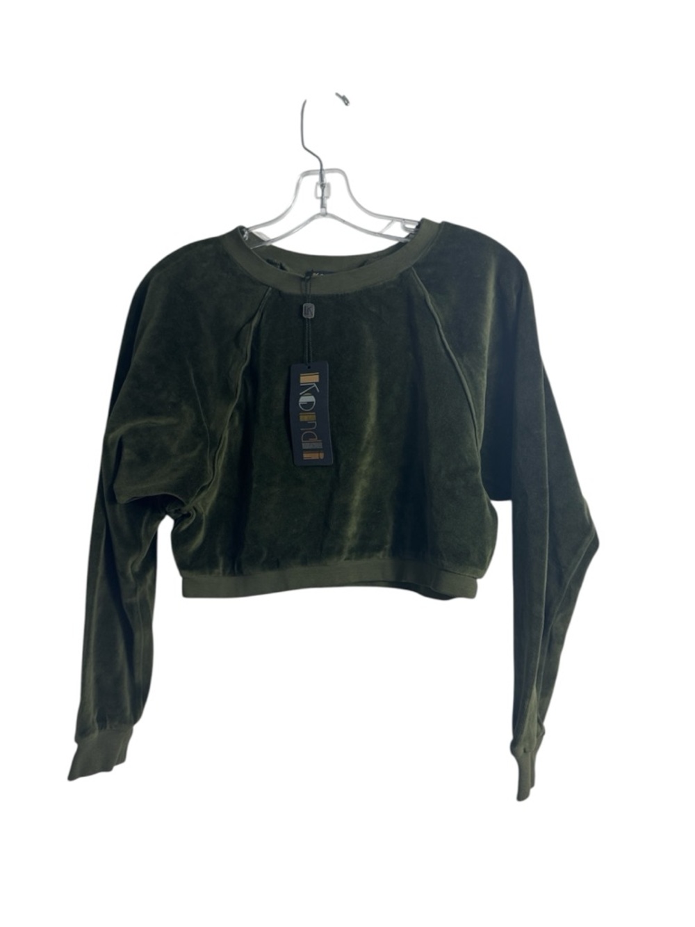 NWT Suzie Kondi Cropped Crew Velour‎ Sweatshirt Size XS